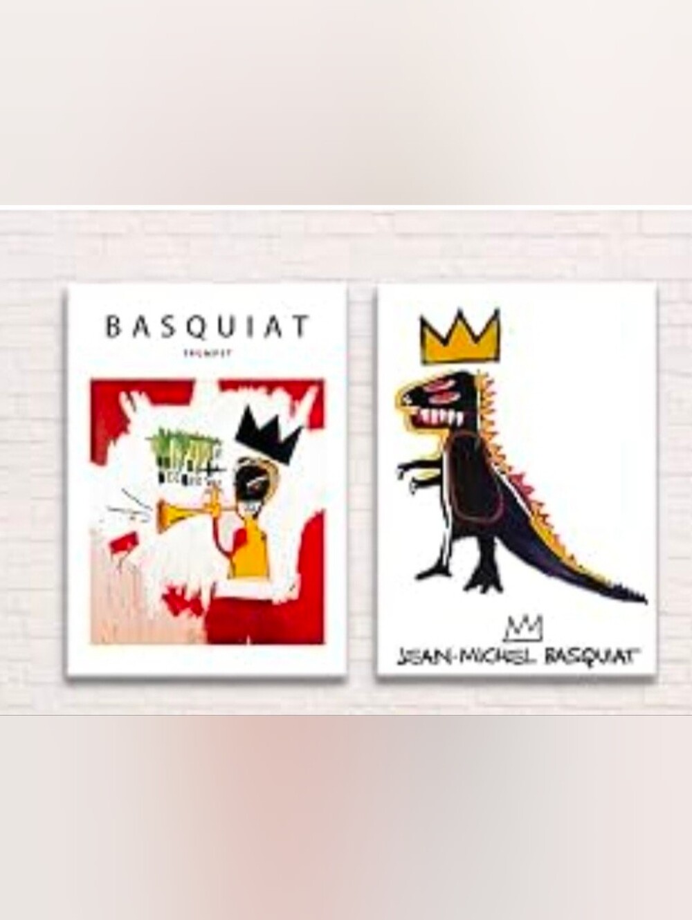 Basquiat-Inspired Red and Black Wall Art Duo